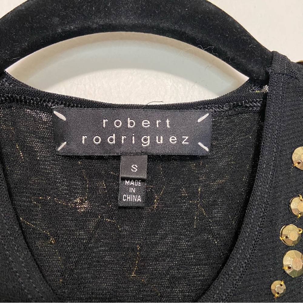 Robert Rodriguez Black Gold Embellished Double Layer Racerback Tank Top - Picture 6 of 7
